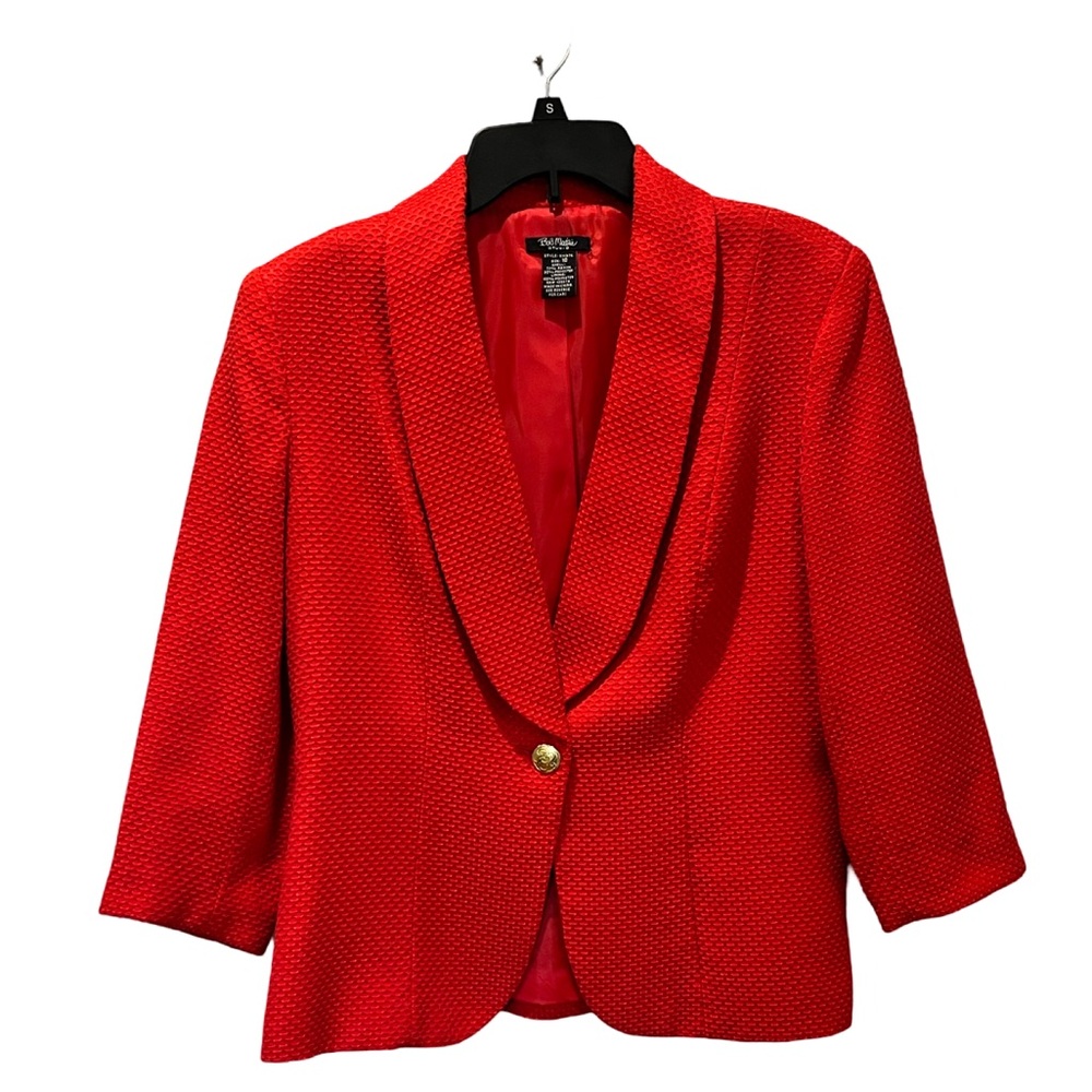 Bob Mackie orange textured blazer.